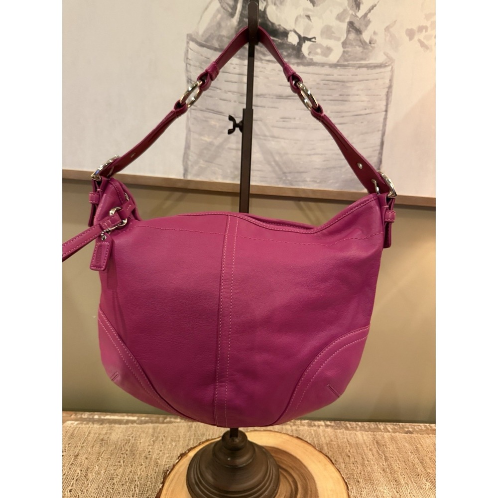 Coach Hobo Top Zip Raspberry Leather Hobo Shoulder Bag #3651 Rare Authentic